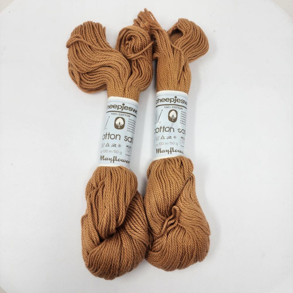 2 Hanks Vintage Scheepjeswol 688 100% Cotton Satin Yarn Mayflower 100M/50g Ea.
